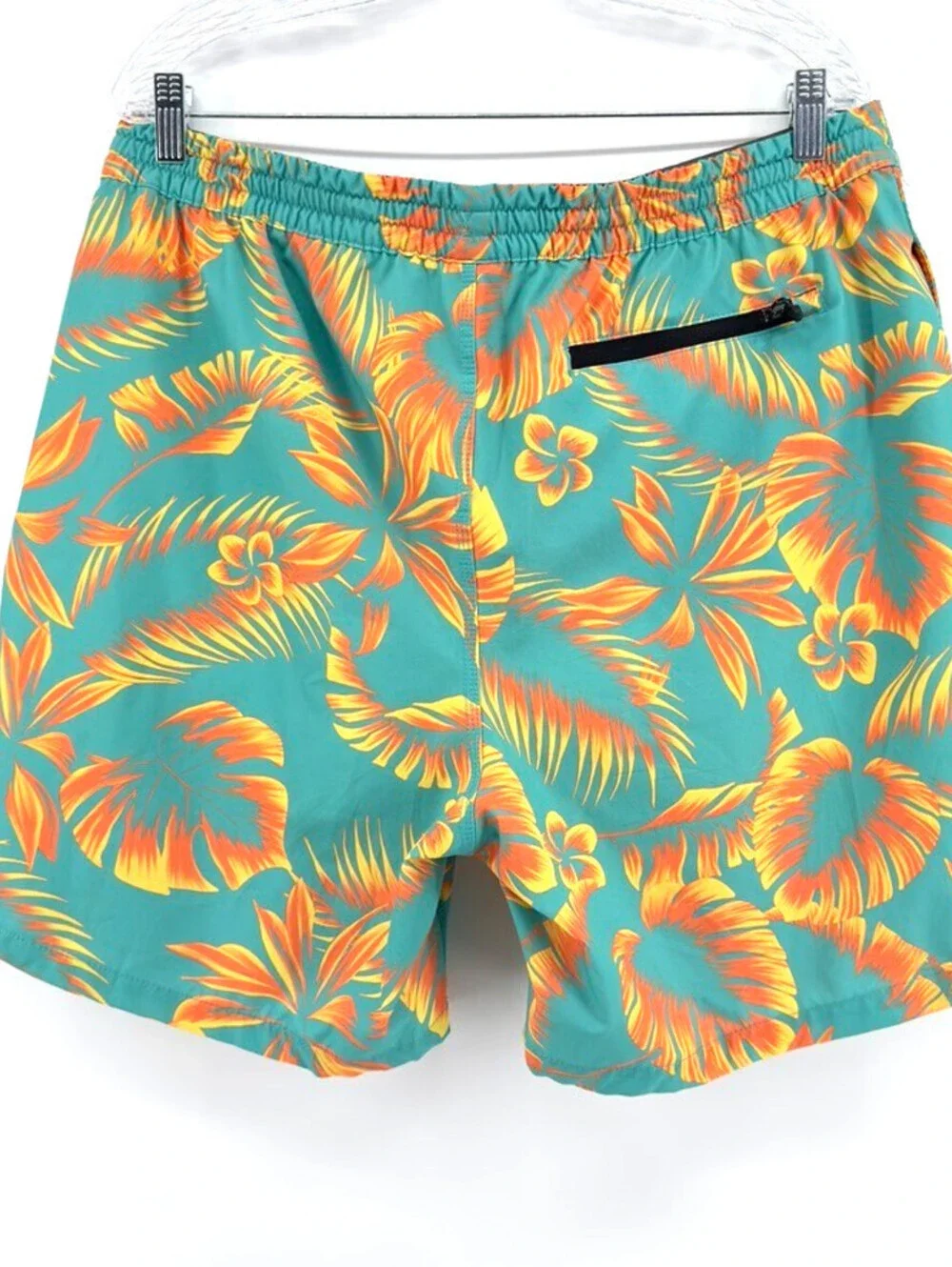 Real Life Mens Swim Shorts Lined Pockets Drawstring Green/Yellow Palms XXL